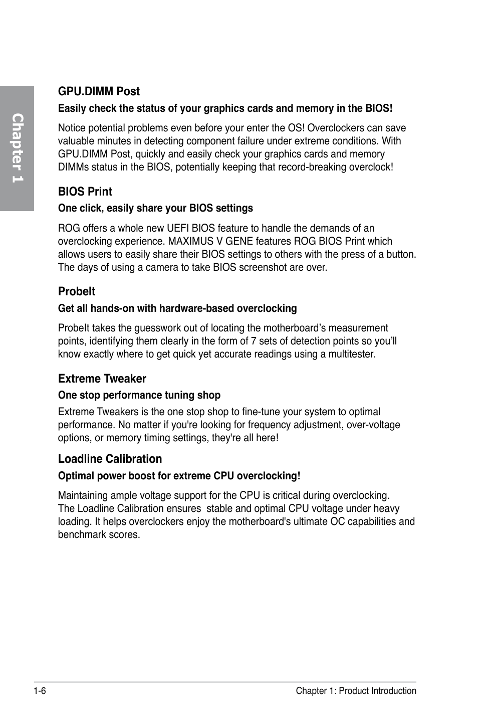 Chapter 1 | Asus MAXIMUS V GENE User Manual | Page 20 / 208