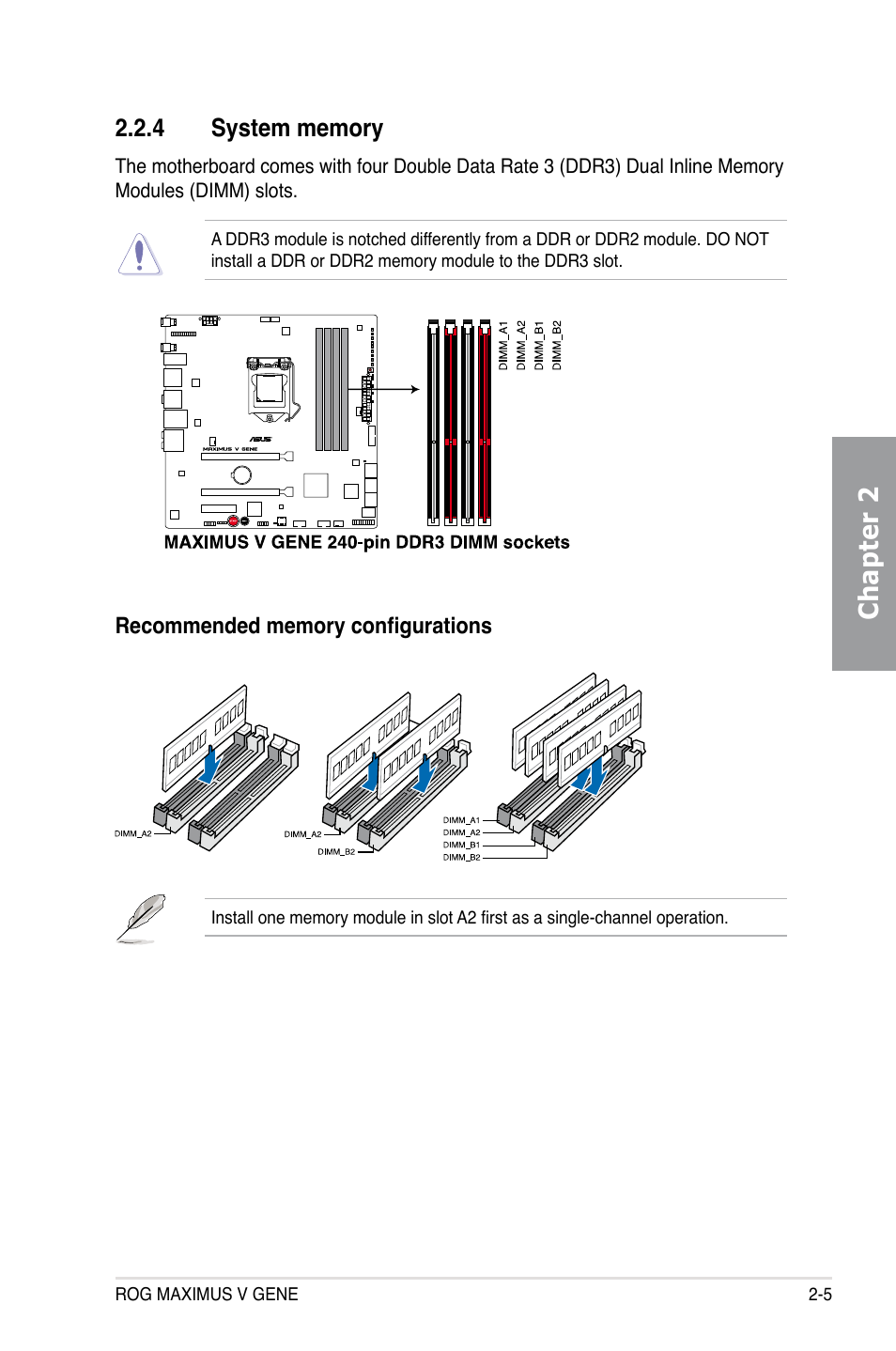 4 system memory, System memory -5, Chapter 2 | Asus MAXIMUS V GENE User Manual | Page 27 / 208