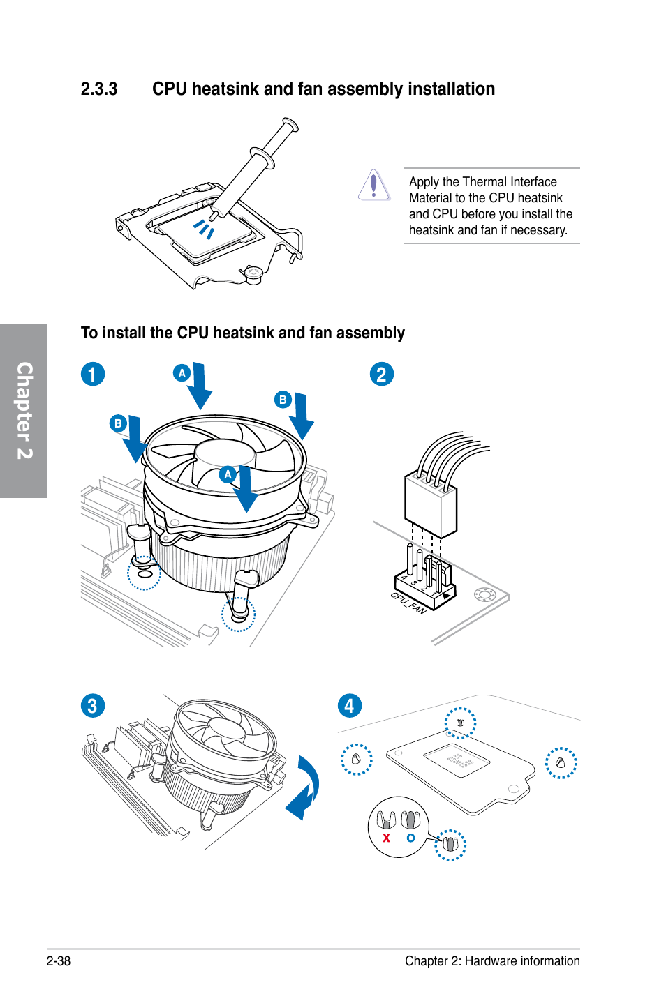 3 cpu heatsink and fan assembly installation, Cpu heatsink and fan assembly installation -38, Chapter 2 | Asus MAXIMUS V GENE User Manual | Page 60 / 208