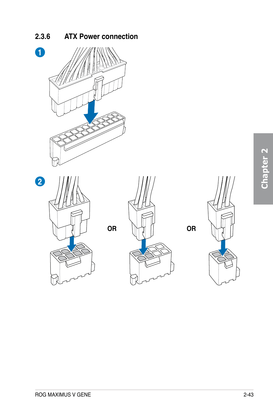 6 atx power connection, Atx power connection -43 | Asus MAXIMUS V GENE User Manual | Page 65 / 208