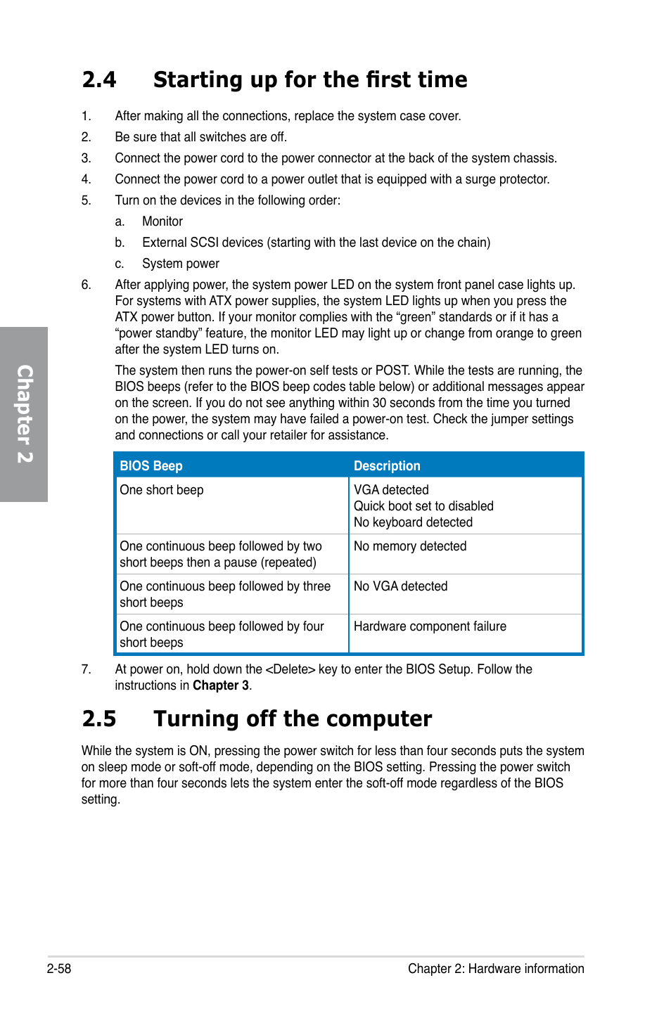 4 starting up for the first time, 5 turning off the computer, Starting up for the first time -58 | 5 turning off the computer -58, Chapter 2 | Asus MAXIMUS V GENE User Manual | Page 80 / 208