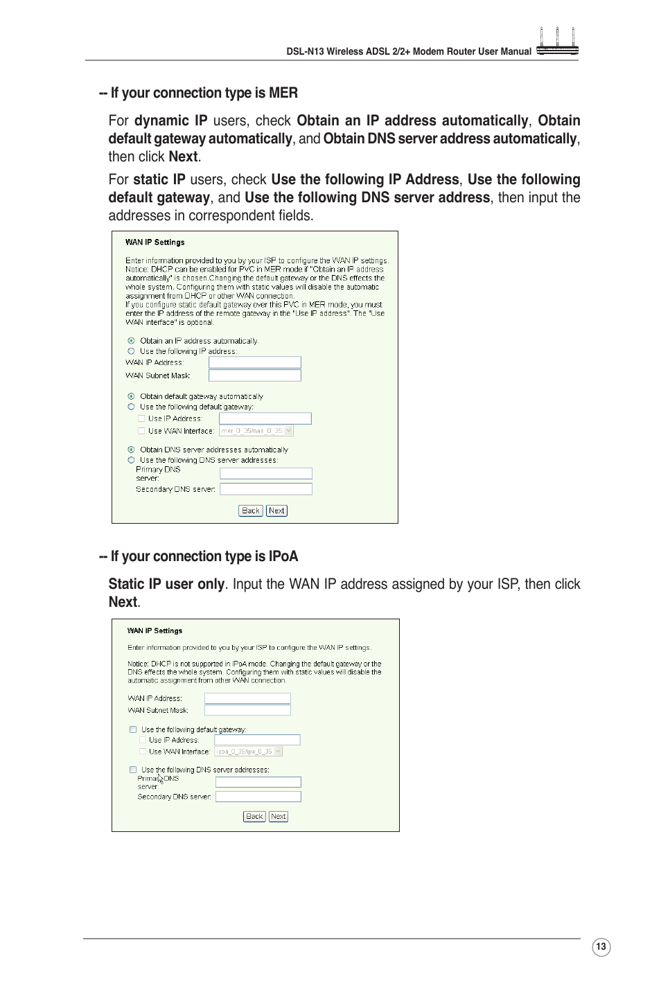 Asus DSL-N13 User Manual | Page 15 / 54