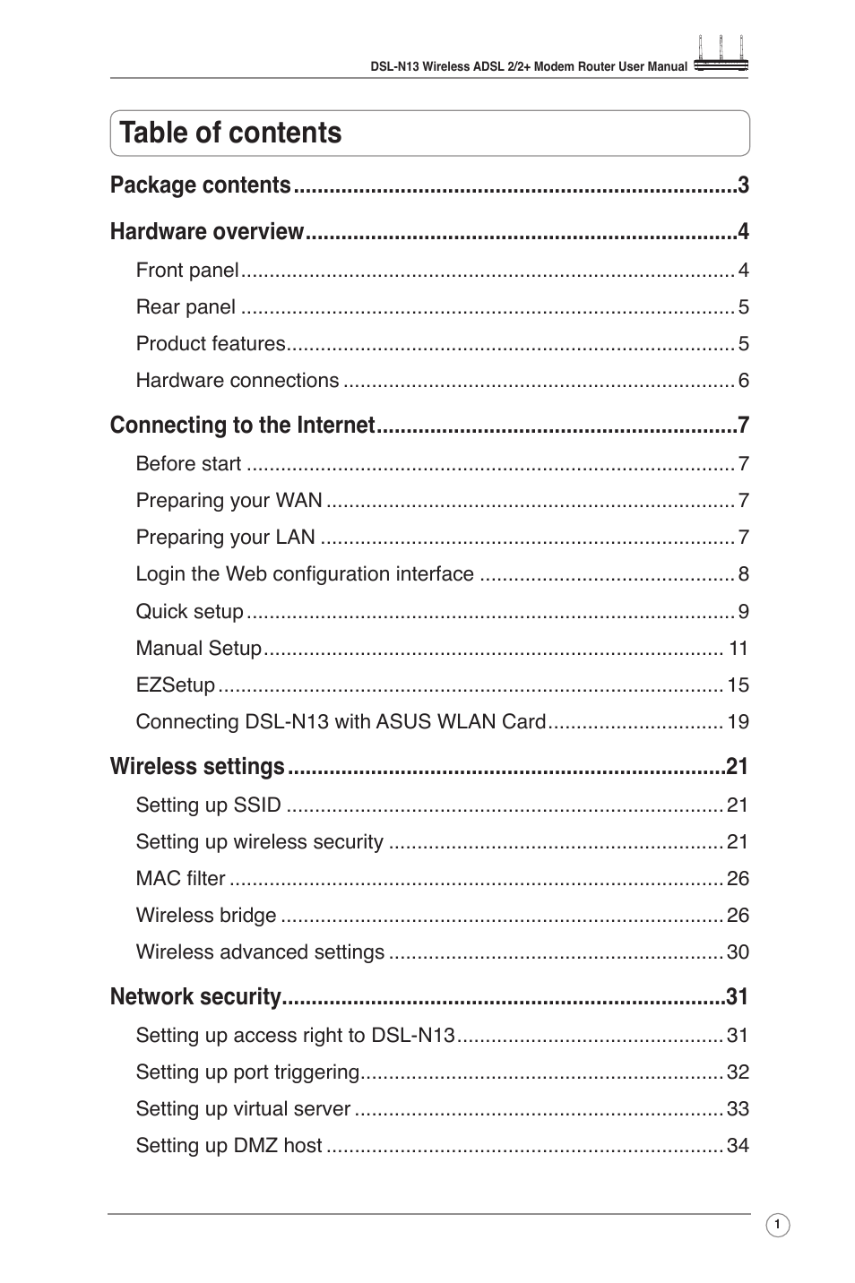 Asus DSL-N13 User Manual | Page 3 / 54