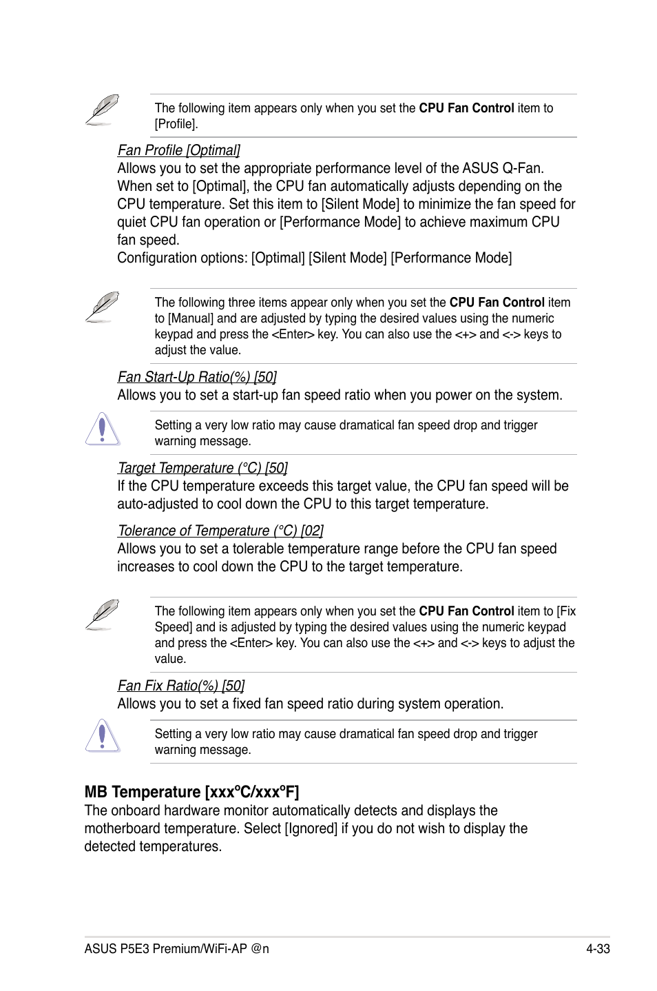 Mb temperature [xxxºc/xxxºf | Asus P5E3 Premium/WiFi-AP@n User Manual | Page 105 / 198