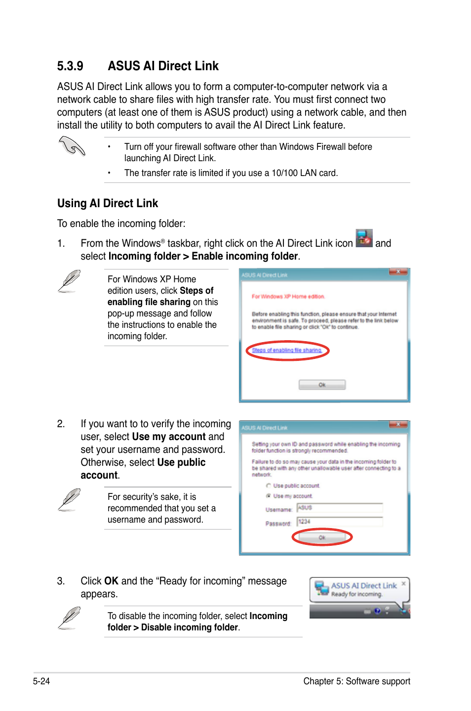 9 asus ai direct link, Using ai direct link | Asus P5E3 Premium/WiFi-AP@n User Manual | Page 142 / 198