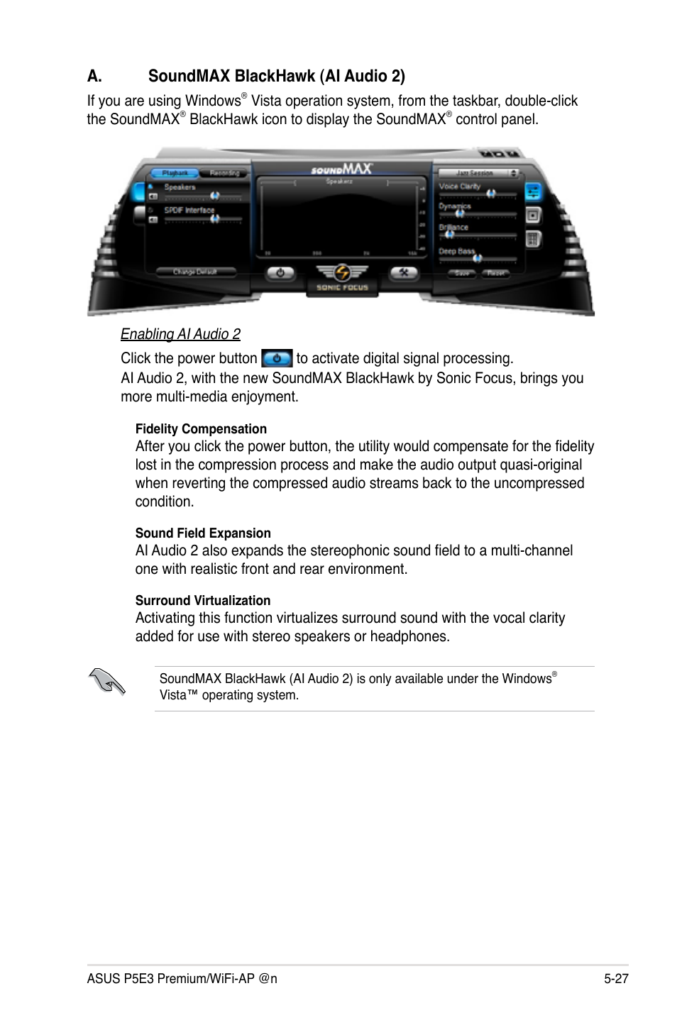 A. soundmax blackhawk (ai audio 2) | Asus P5E3 Premium/WiFi-AP@n User Manual | Page 145 / 198