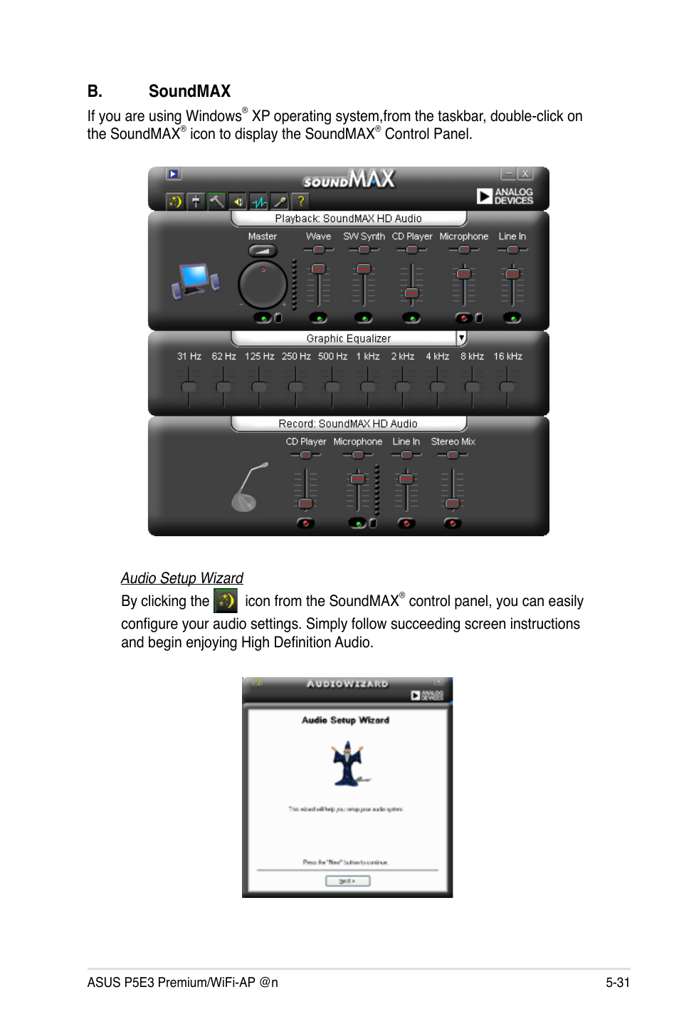 B. soundmax | Asus P5E3 Premium/WiFi-AP@n User Manual | Page 149 / 198
