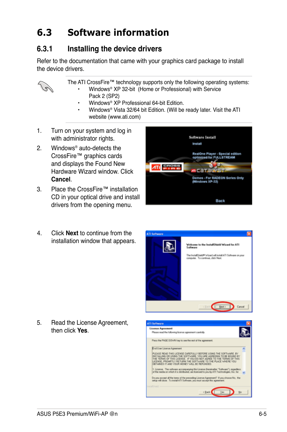 3 software information, 1 installing the device drivers | Asus P5E3 Premium/WiFi-AP@n User Manual | Page 185 / 198