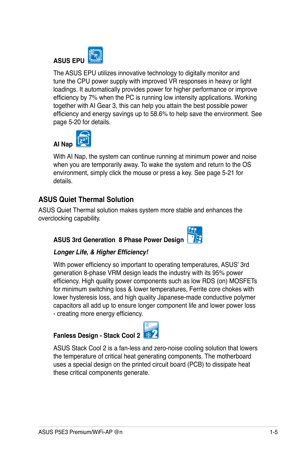 Asus P5E3 Premium/WiFi-AP@n User Manual | Page 21 / 198