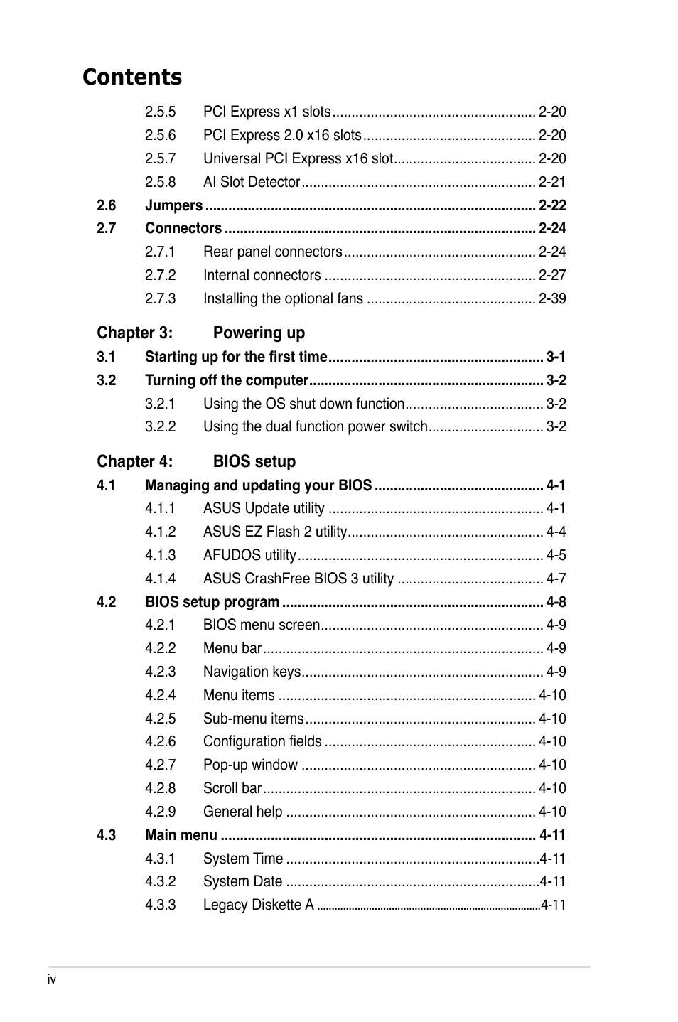 Asus P5E3 Premium/WiFi-AP@n User Manual | Page 4 / 198