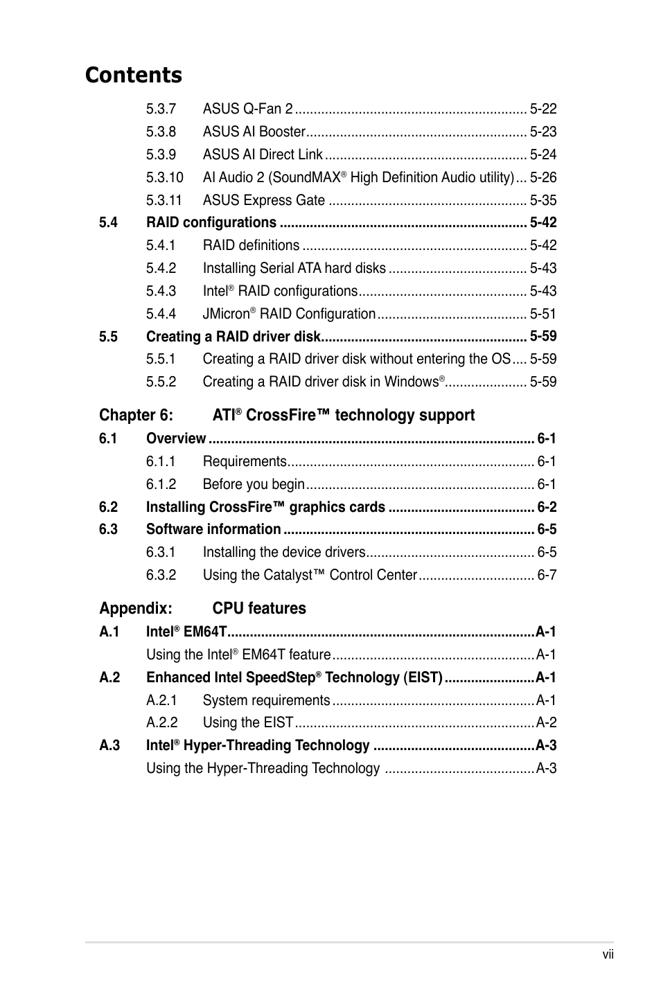 Asus P5E3 Premium/WiFi-AP@n User Manual | Page 7 / 198