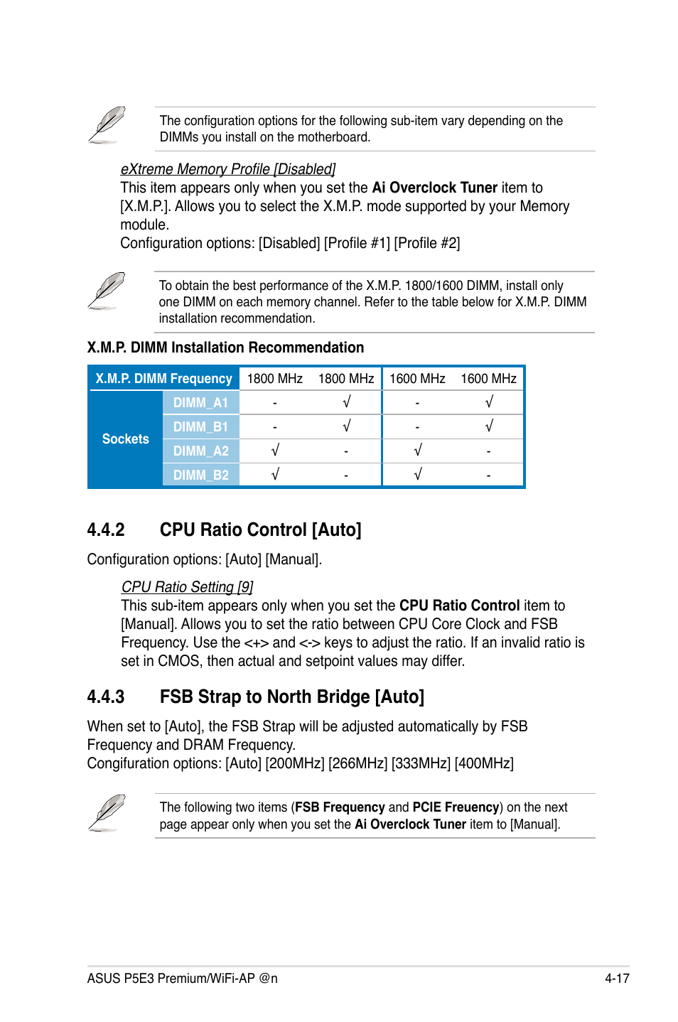 2 cpu ratio control [auto, 3 fsb strap to north bridge [auto | Asus P5E3 Premium/WiFi-AP@n User Manual | Page 89 / 198