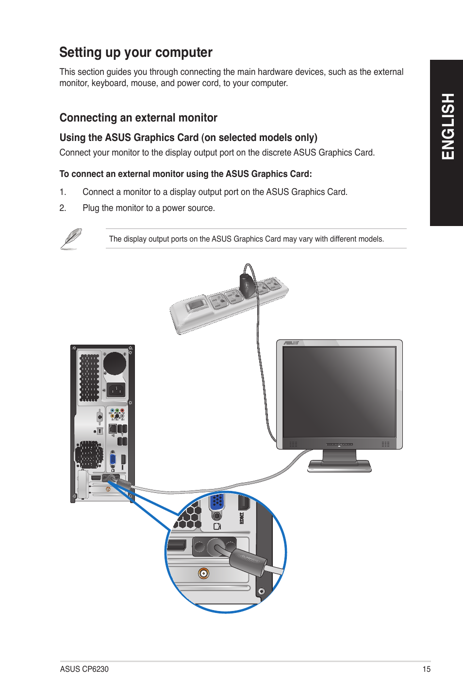 Setting up your computer, En gl is h en gl is h | Asus CP6230 User Manual | Page 15 / 70