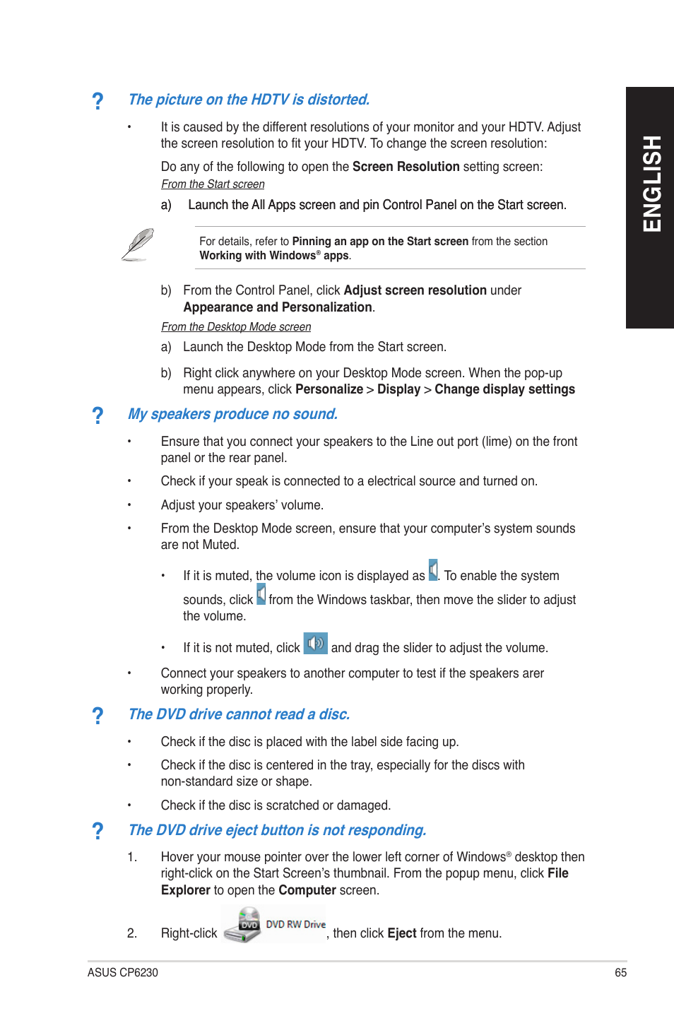 En gl is h en gl is h | Asus CP6230 User Manual | Page 65 / 70