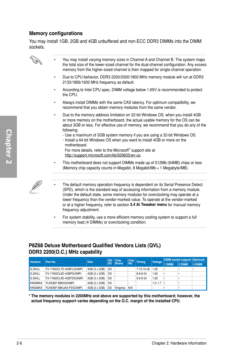 Chapter 2 | Asus P8Z68 DELUXE User Manual | Page 24 / 146