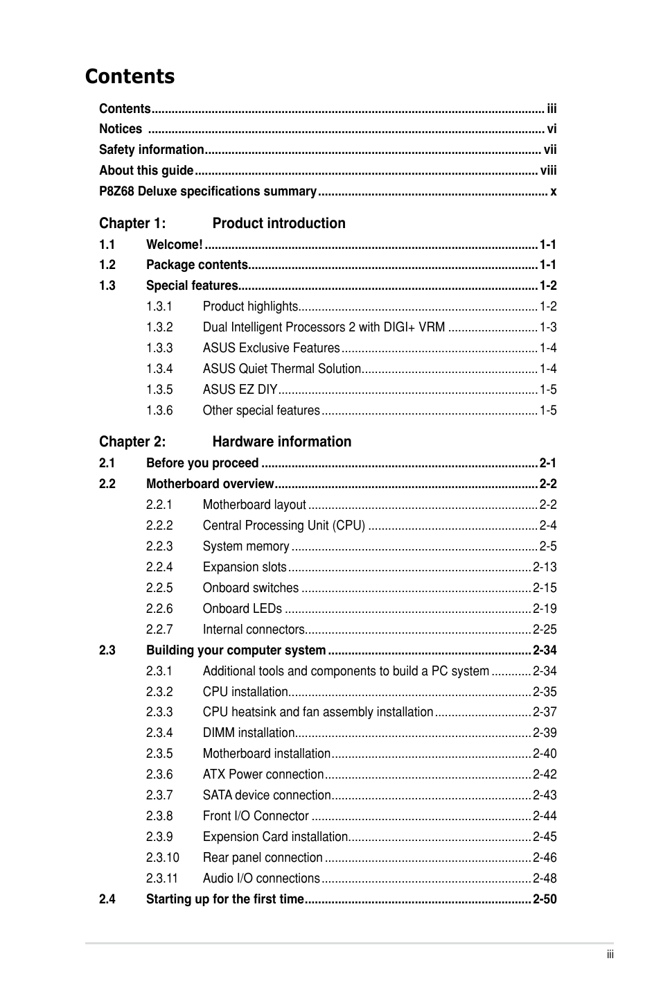 Asus P8Z68 DELUXE User Manual | Page 3 / 146