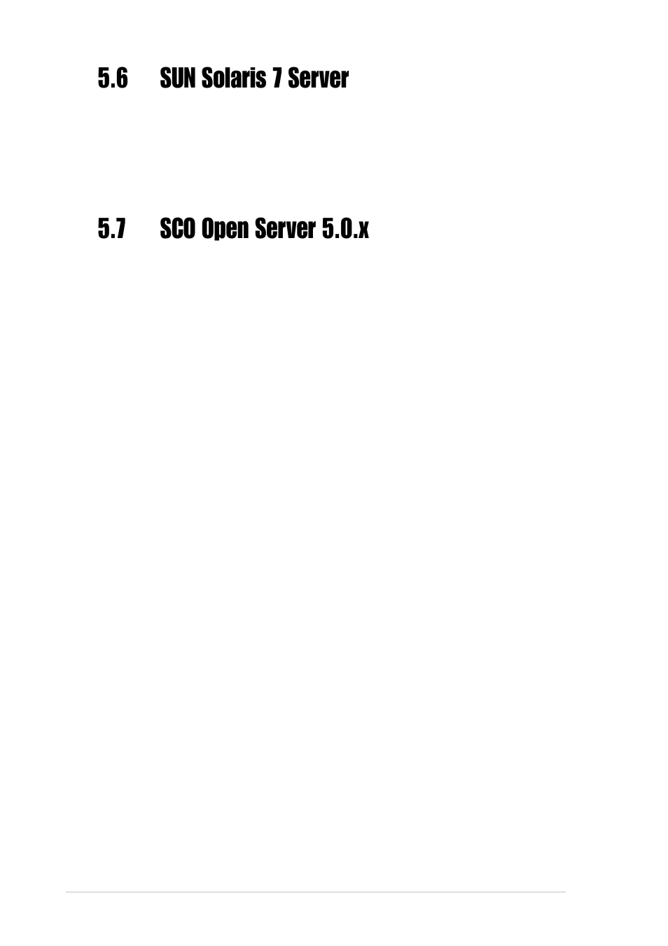 6 sun solaris 7 server, 7 sco open server 5.0.x, 1 intel | Asus AW1500-I5 User Manual | Page 114 / 116