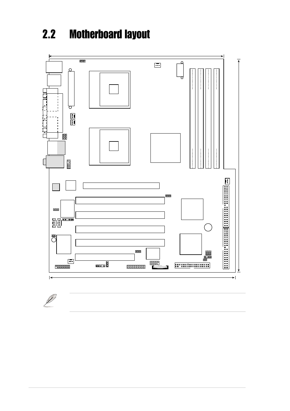 2 motherboard layout, 2 chapter 2: hardware information, Intel | E7505 mch (placer) | Asus AW1500-I5 User Manual | Page 28 / 116