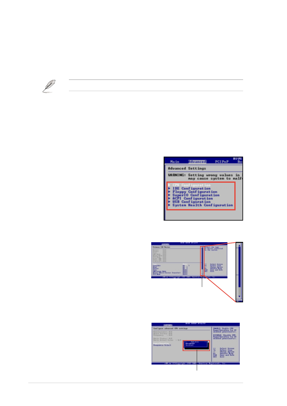 4 general help, 5 sub-menu, 6 scroll bar | 3 navigation keys, 7 pop-up window | Asus AW1500-I5 User Manual | Page 62 / 116