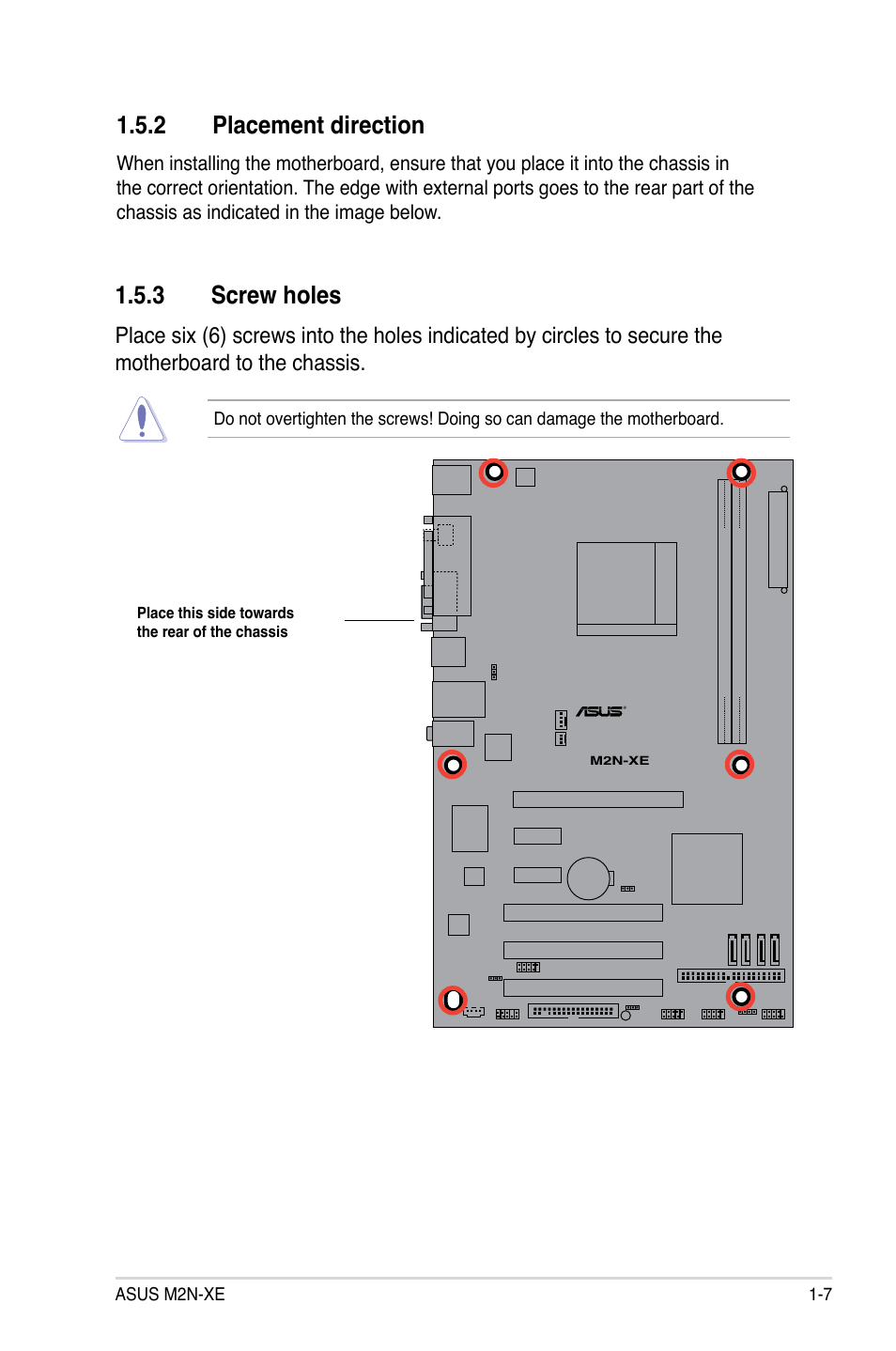 2 placement direction, 3 screw holes | Asus M2N-XE User Manual | Page 19 / 90