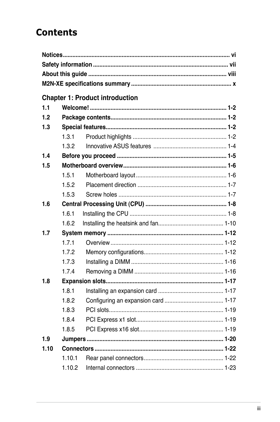 Asus M2N-XE User Manual | Page 3 / 90