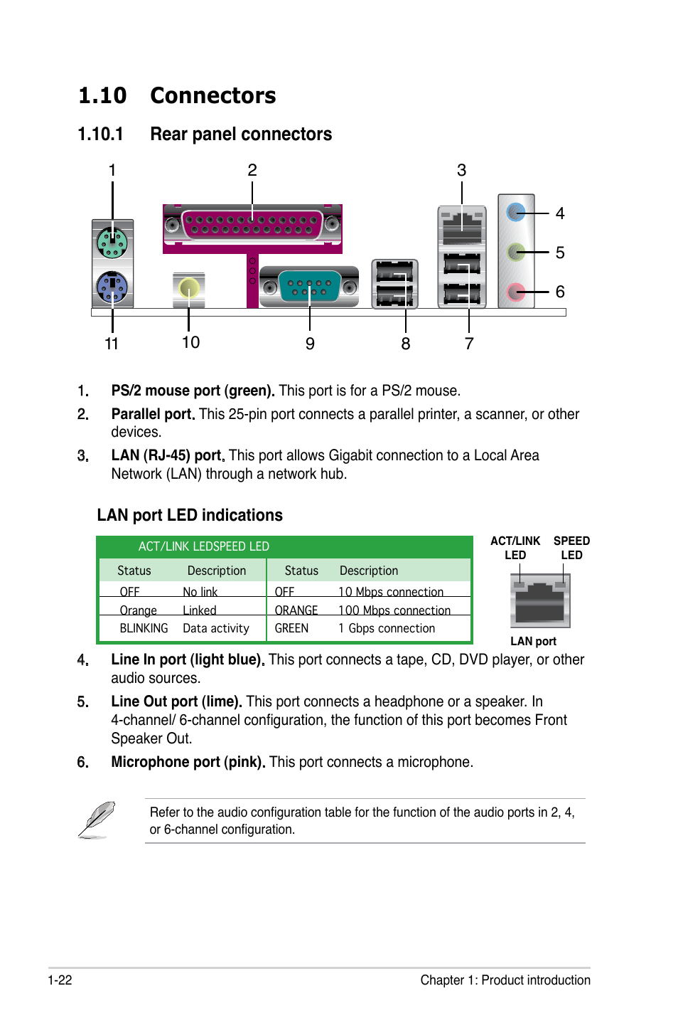 10 connectors, 1 rear panel connectors | Asus M2N-XE User Manual | Page 34 / 90