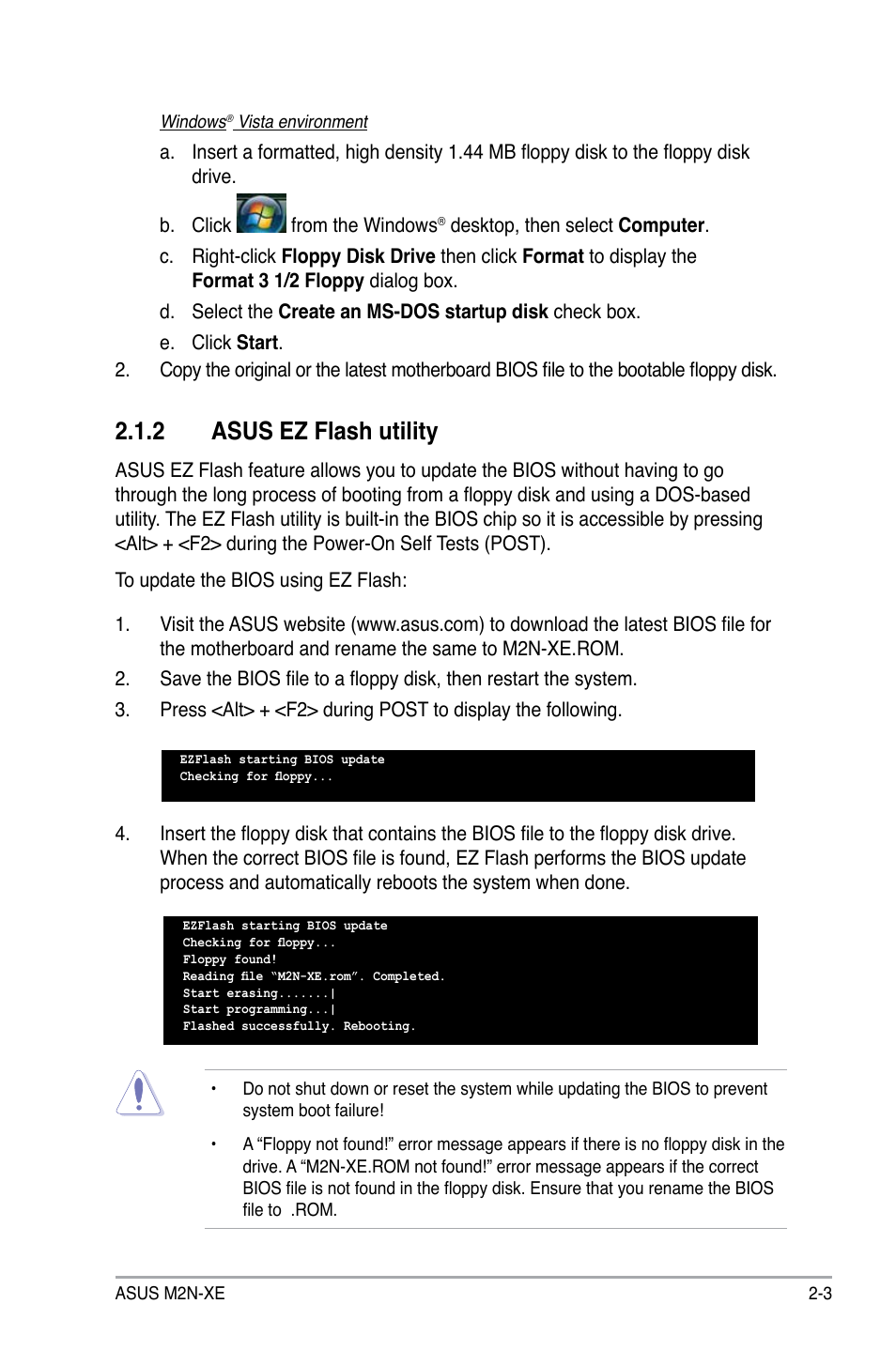 2 asus ez flash utility | Asus M2N-XE User Manual | Page 45 / 90
