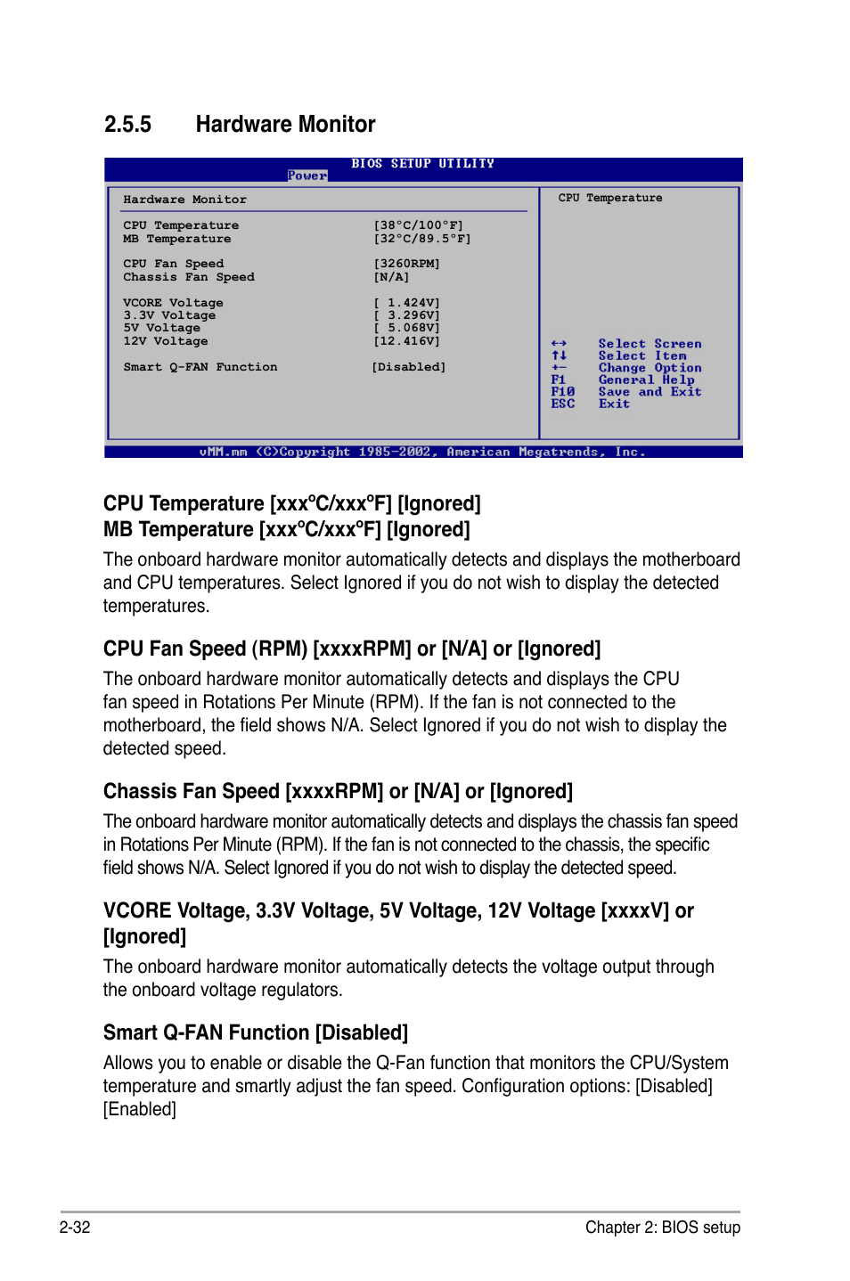 5 hardware monitor, Smart q-fan function [disabled | Asus M2N-XE User Manual | Page 74 / 90