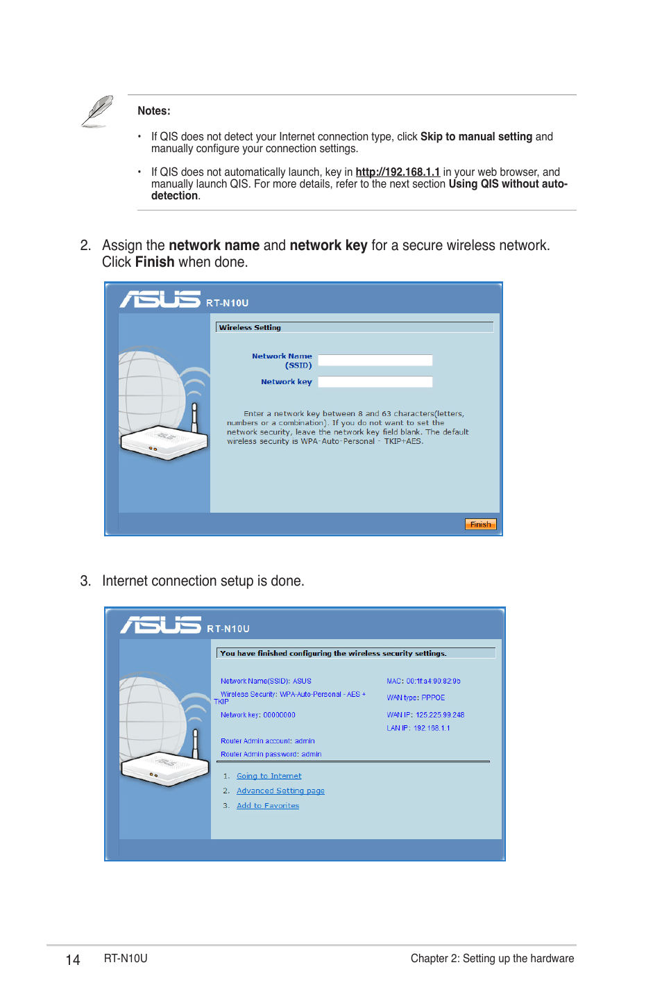 Internet connection setup is done | Asus RT-N10U User Manual | Page 14 / 60