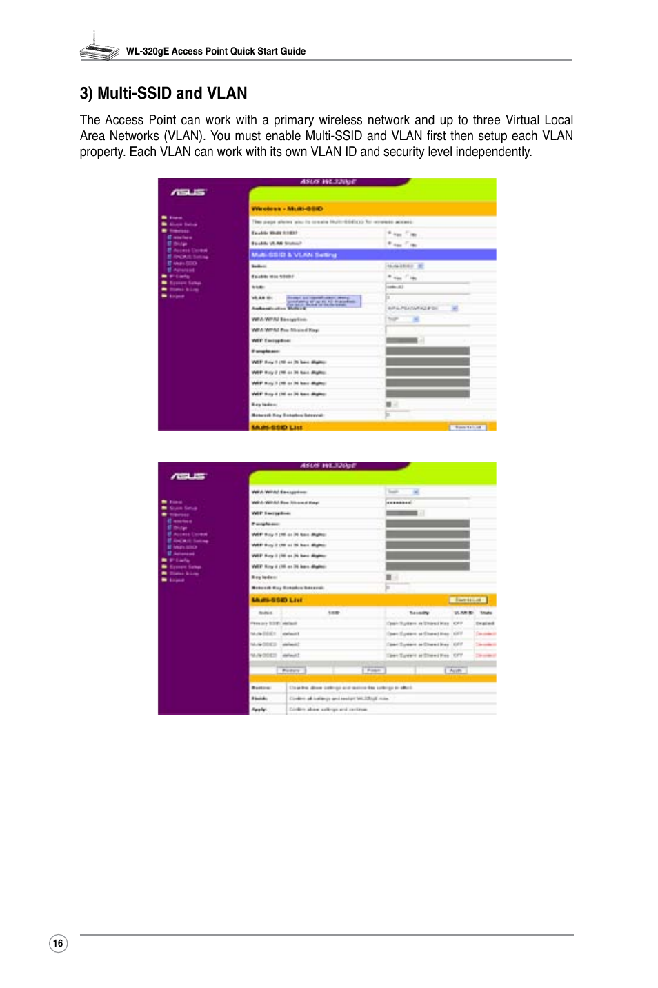 3) multi-ssid and vlan | Asus WL-320gE User Manual | Page 18 / 20