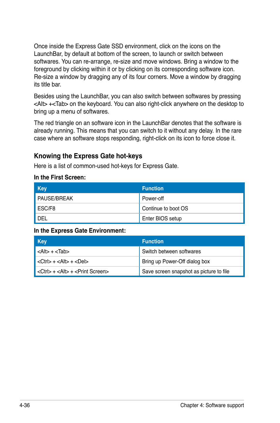 Knowing the express gate hot-keys | Asus P6T Deluxe User Manual | Page 152 / 196