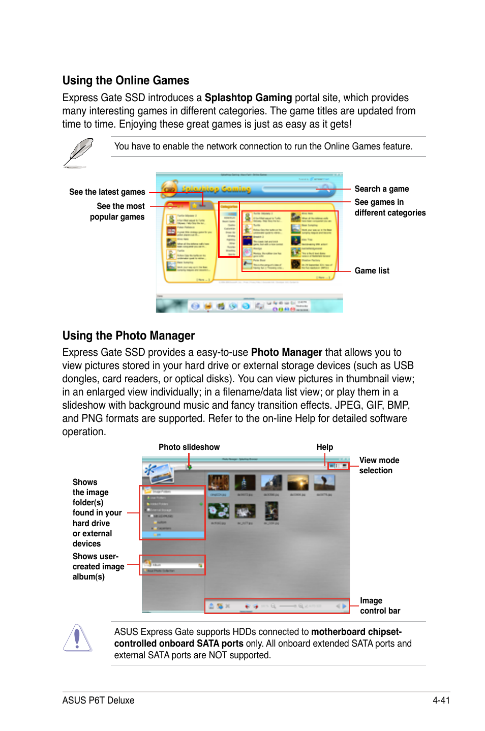 Using the photo manager, Using the online games | Asus P6T Deluxe User Manual | Page 157 / 196