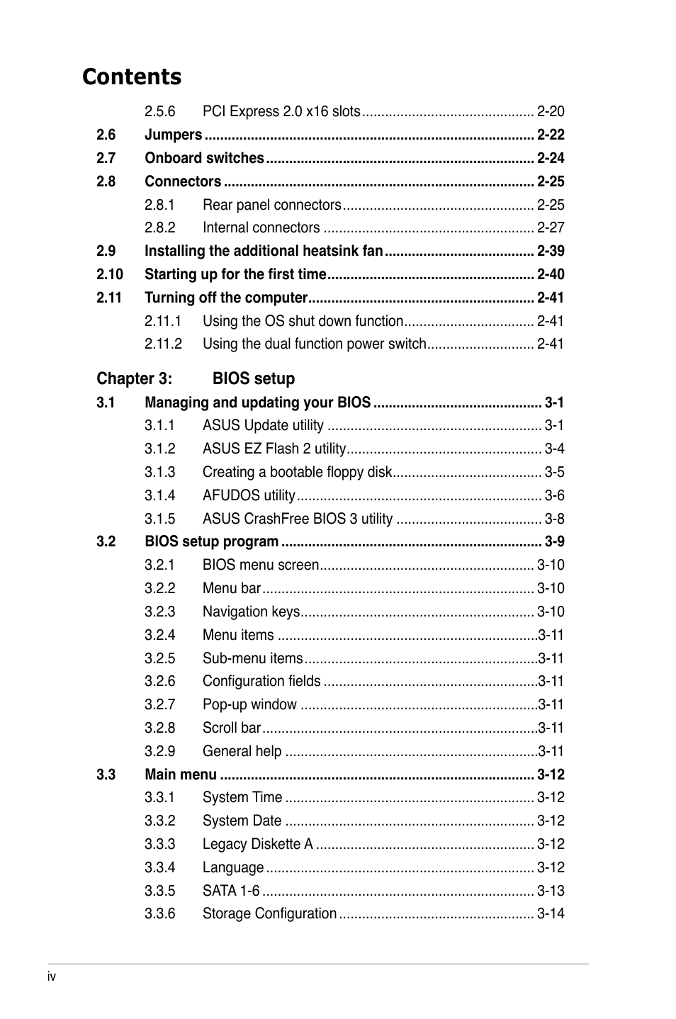 Asus P6T Deluxe User Manual | Page 4 / 196