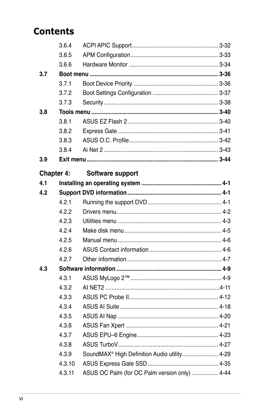 Asus P6T Deluxe User Manual | Page 6 / 196