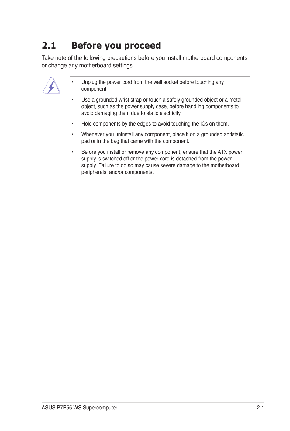 1 before you proceed | Asus P7P55 WS SUPERCOMPUTER User Manual | Page 25 / 156
