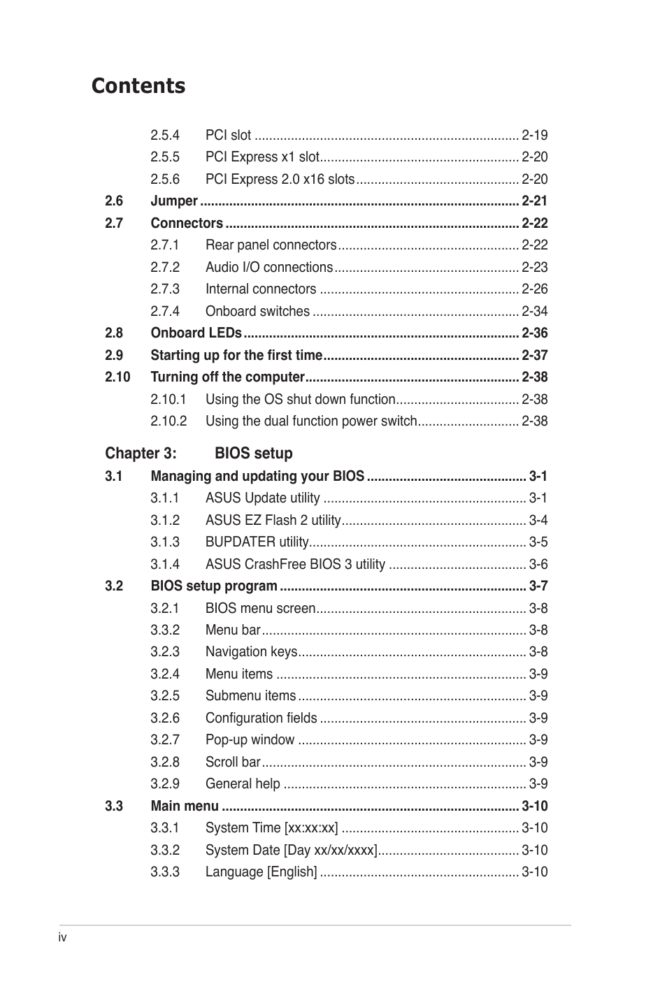 Asus P7P55 WS SUPERCOMPUTER User Manual | Page 4 / 156