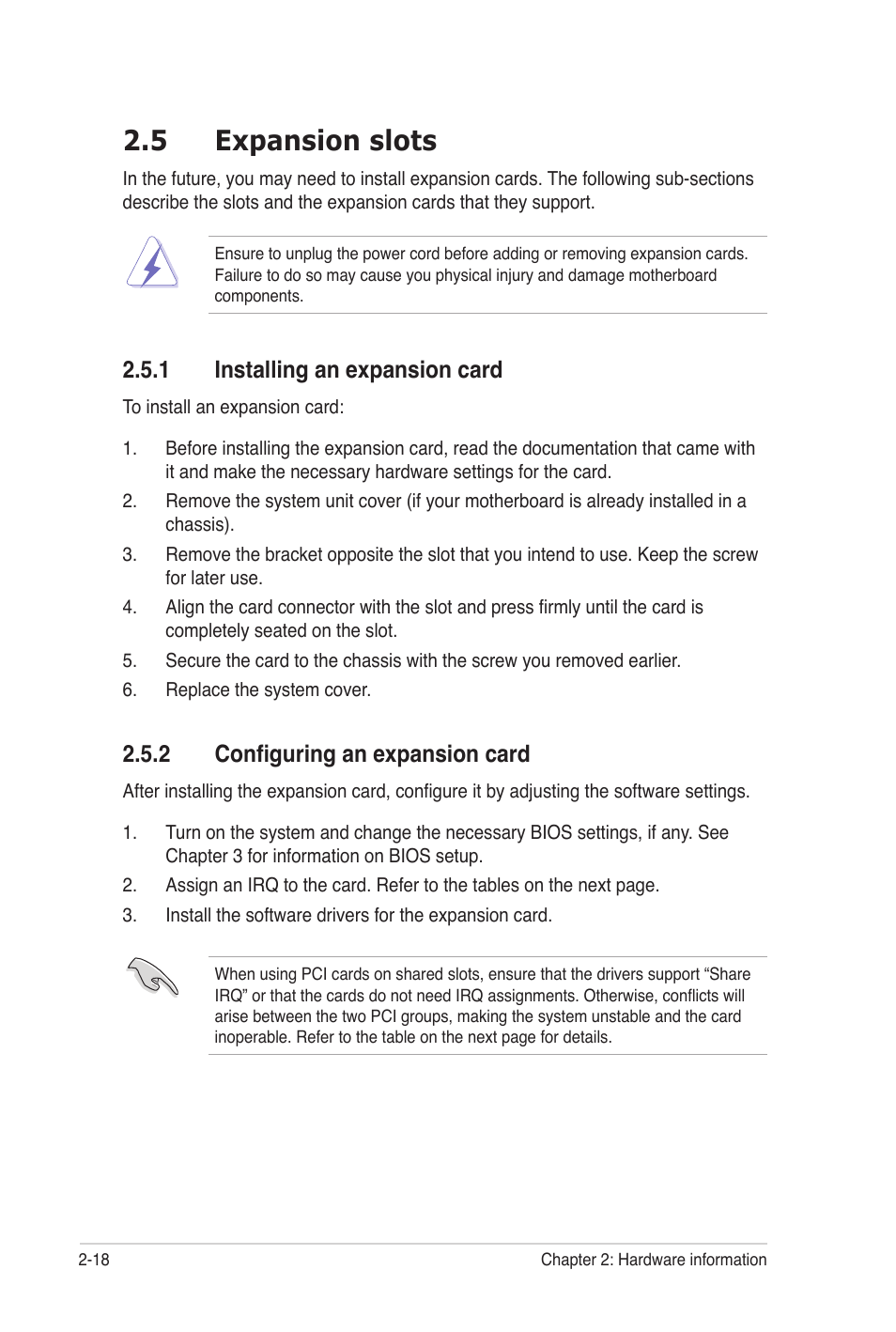 5 expansion slots, 1 installing an expansion card, 2 configuring an expansion card | Asus P7P55 WS SUPERCOMPUTER User Manual | Page 42 / 156