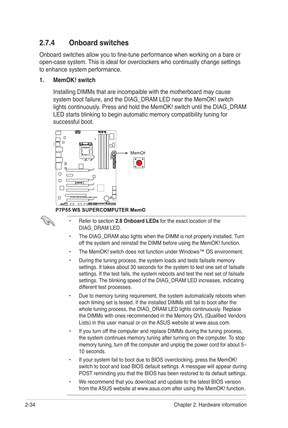 4 onboard switches | Asus P7P55 WS SUPERCOMPUTER User Manual | Page 58 / 156