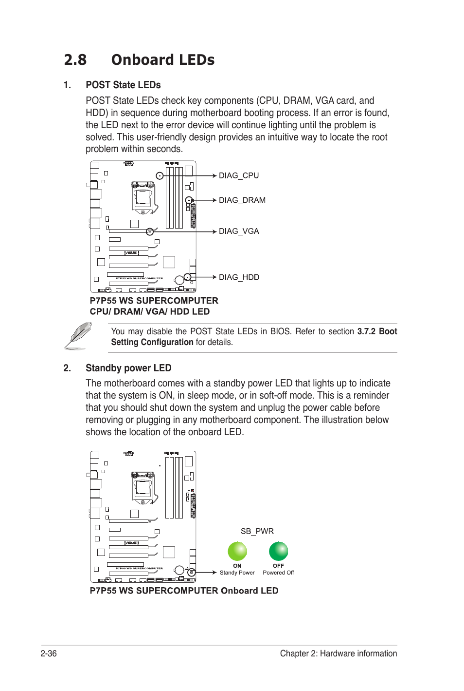 8 onboard leds | Asus P7P55 WS SUPERCOMPUTER User Manual | Page 60 / 156