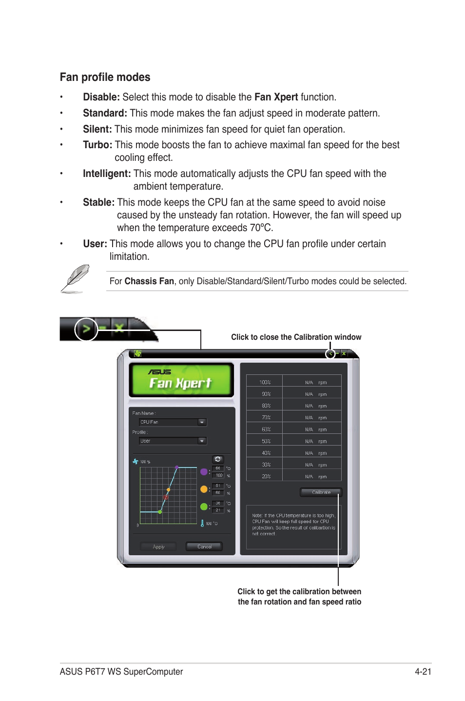 Fan profile modes | Asus P6T7 WS SuperComputer User Manual | Page 129 / 184