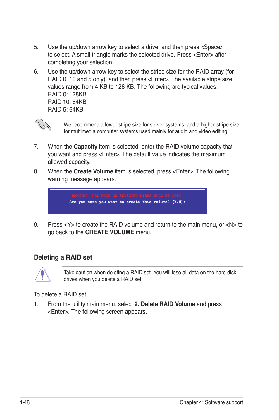 Deleting a raid set | Asus P6T7 WS SuperComputer User Manual | Page 156 / 184