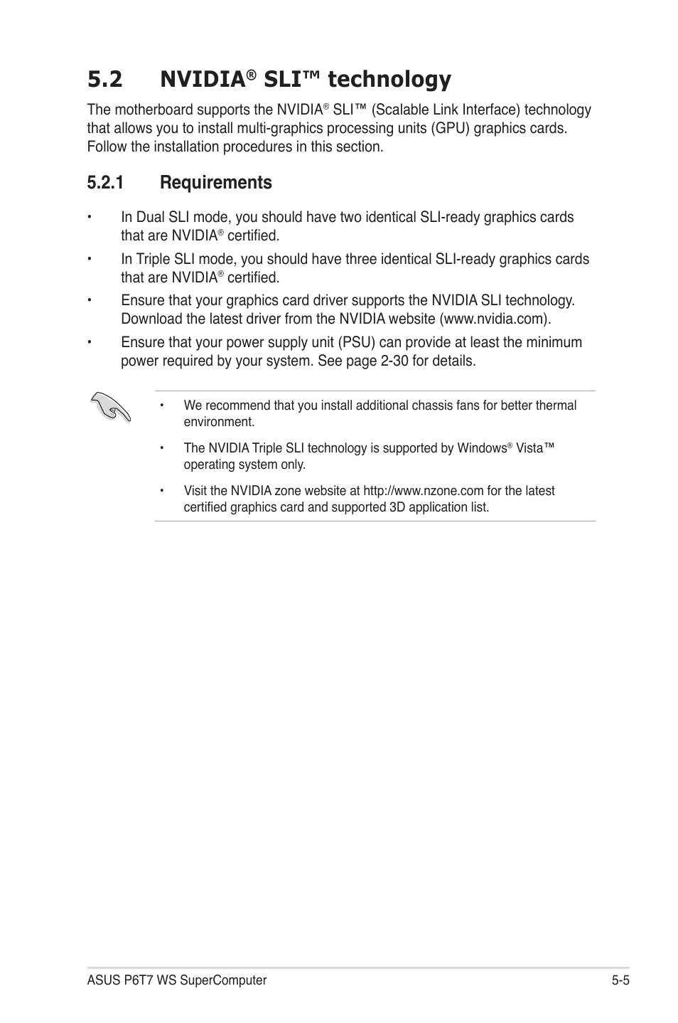 2 nvidia® sli™ technology, 1 requirements, Nvidia | Sli™ technology -5, Requirements -5, 2 nvidia, Sli™ technology | Asus P6T7 WS SuperComputer User Manual | Page 177 / 184