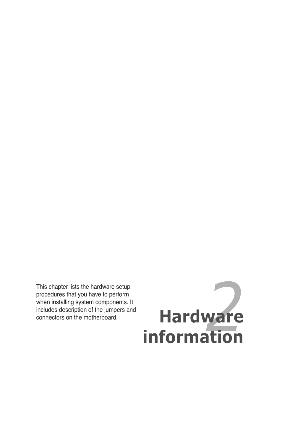 Chapter 2: hardware information, Chapter 2, Hardware information | Asus P6T7 WS SuperComputer User Manual | Page 25 / 184