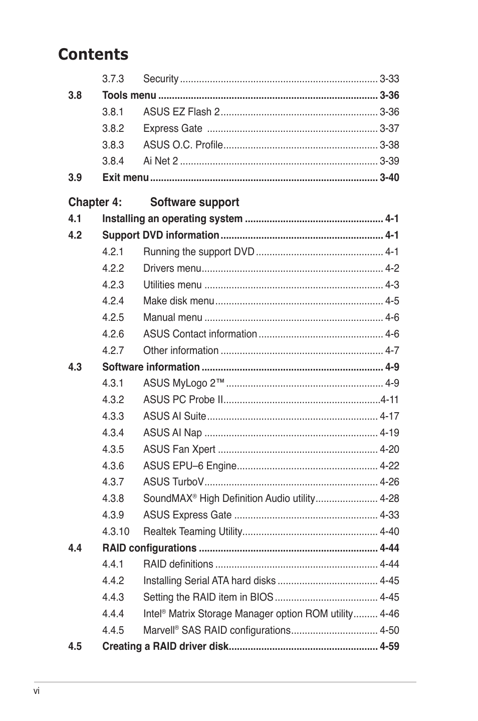 Asus P6T7 WS SuperComputer User Manual | Page 6 / 184