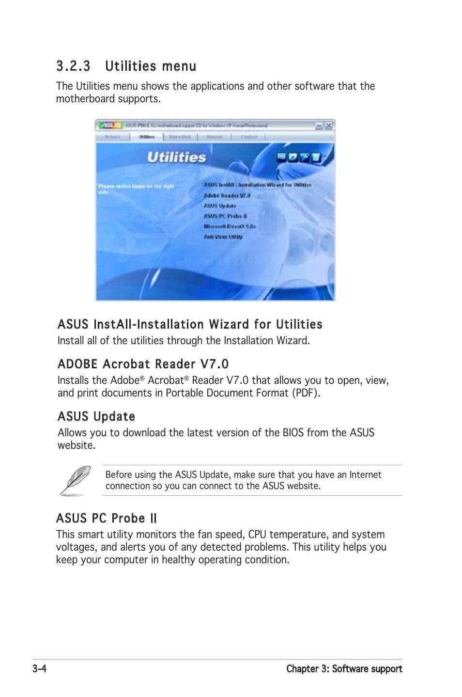 3 utilities menu | Asus P5N-E SLI User Manual | Page 106 / 122
