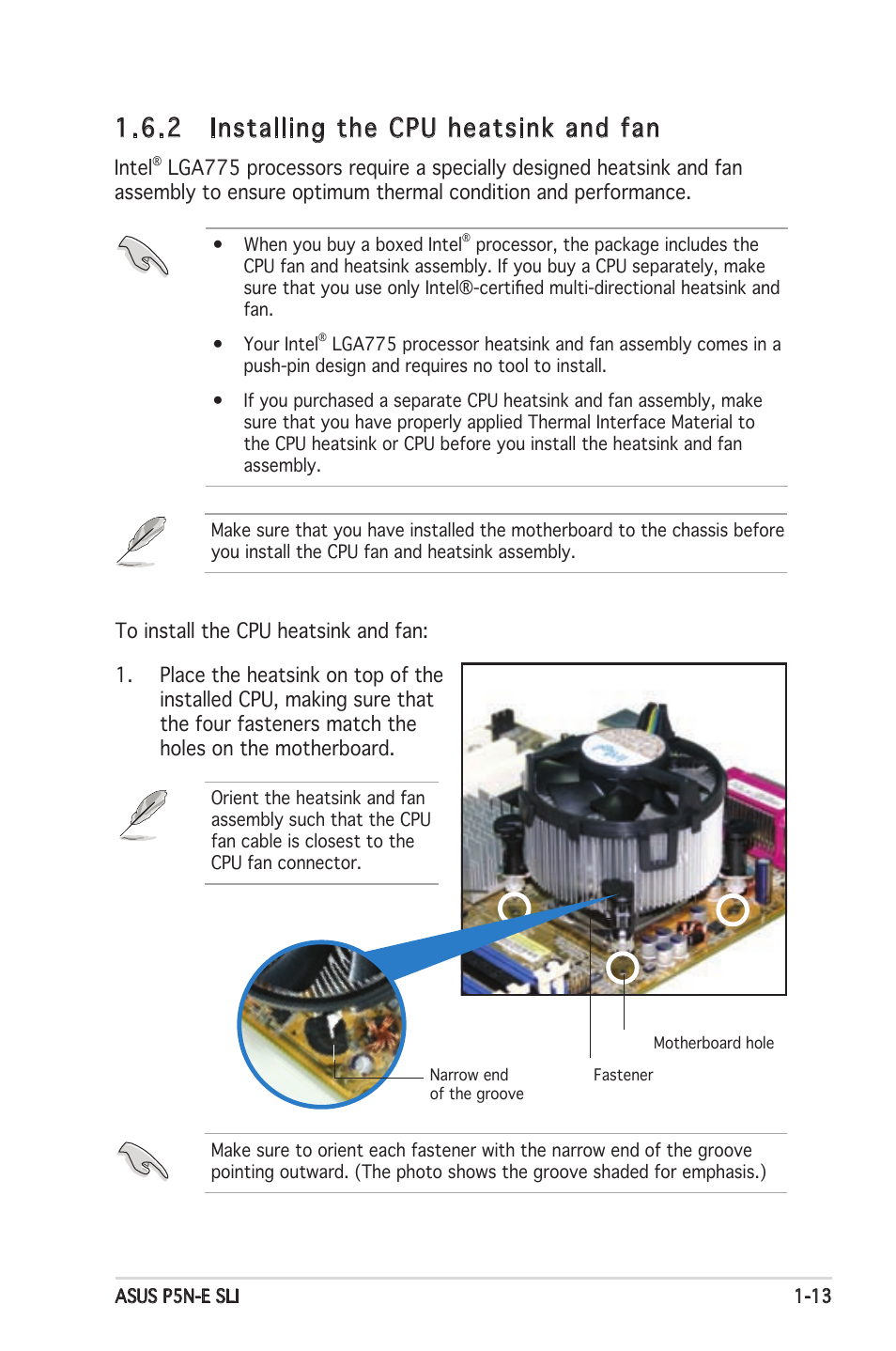 2 installing the cpu heatsink and fan | Asus P5N-E SLI User Manual | Page 27 / 122