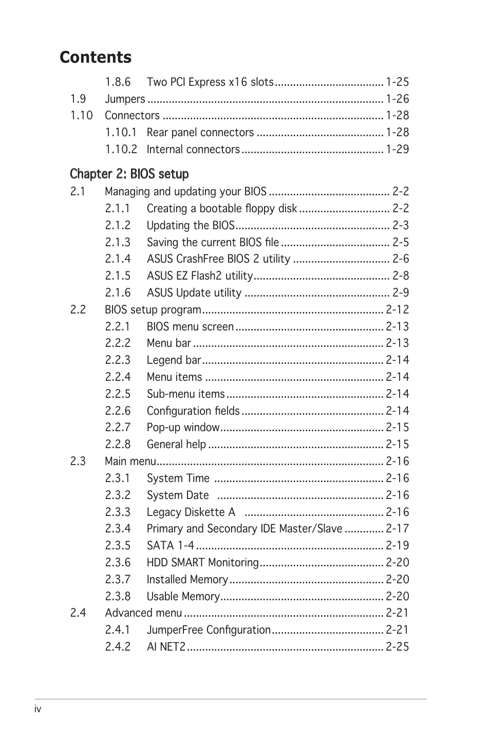 Asus P5N-E SLI User Manual | Page 4 / 122