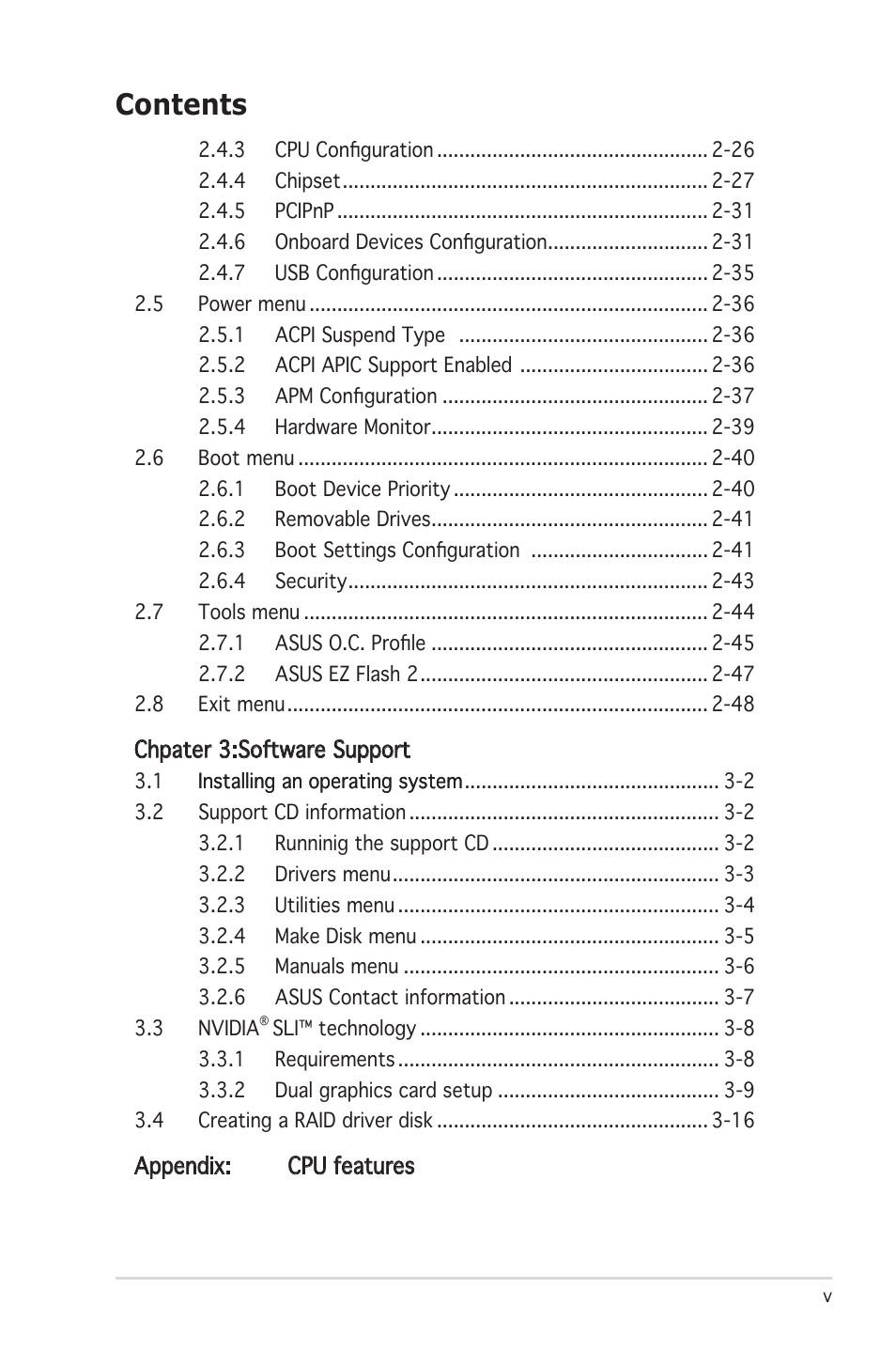 Asus P5N-E SLI User Manual | Page 5 / 122