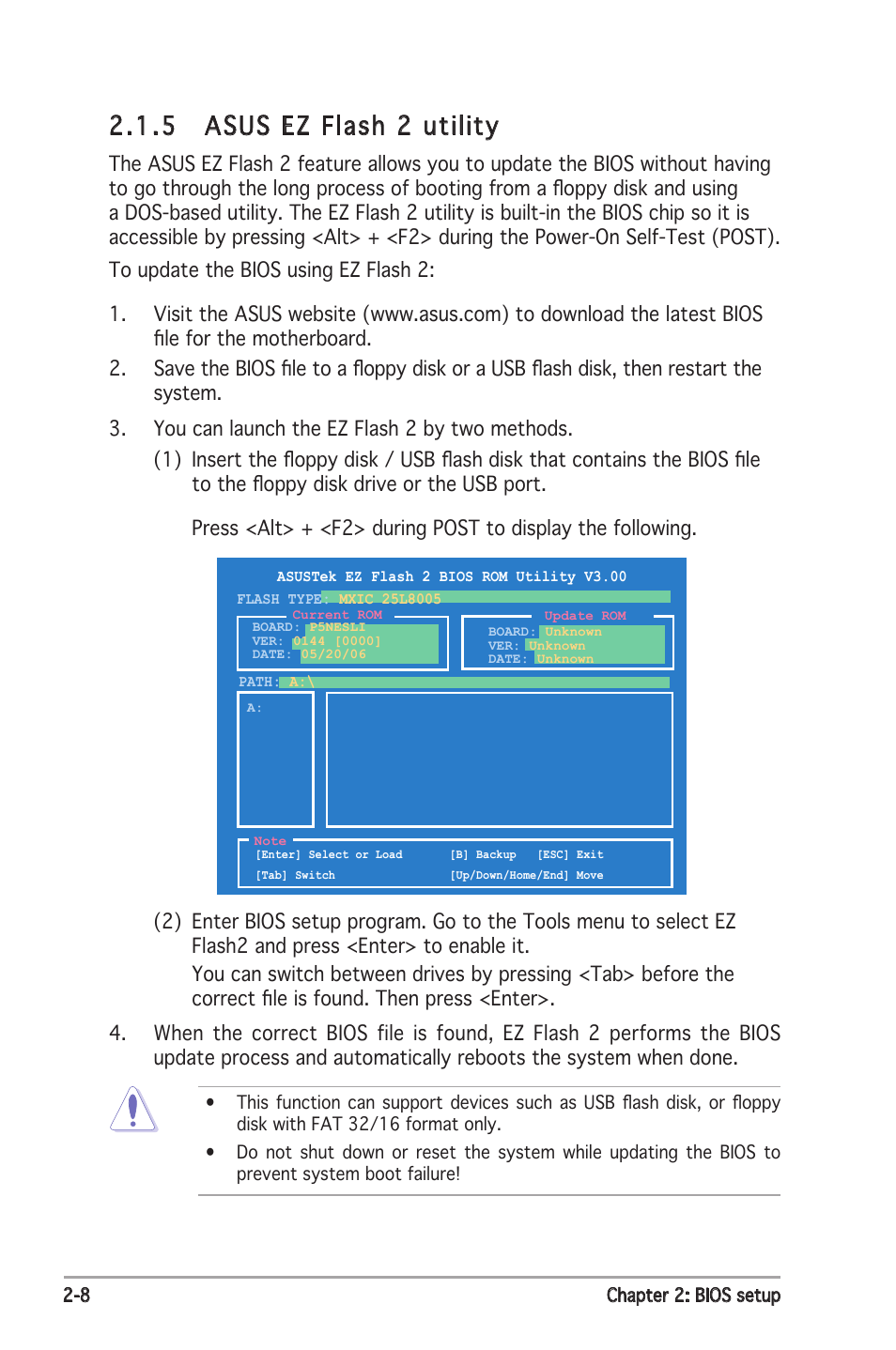 5 asus ez flash 2 utility | Asus P5N-E SLI User Manual | Page 60 / 122