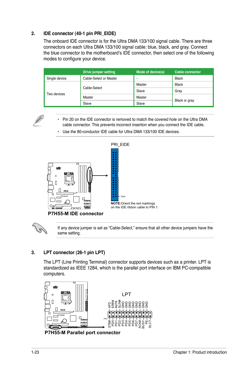 P7h55-m parallel port connector lpt | Asus P7H55-M/BR User Manual | Page 35 / 68